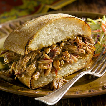 food photograph of pulled pork sandwich