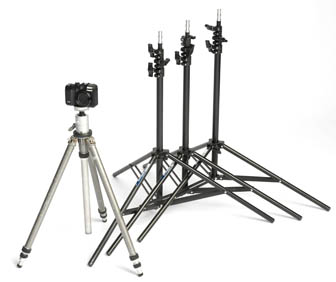 food blog camera, tripod, light stands
