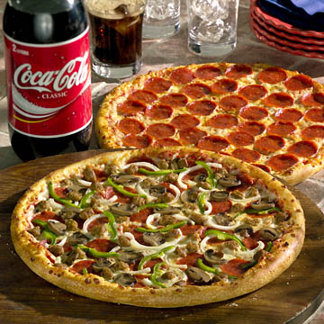 pizzas and coke - food photography